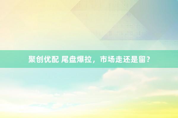 聚创优配 尾盘爆拉，市场走还是留？