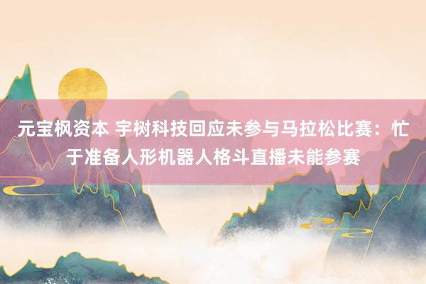 元宝枫资本 宇树科技回应未参与马拉松比赛：忙于准备人形机器人格斗直播未能参赛